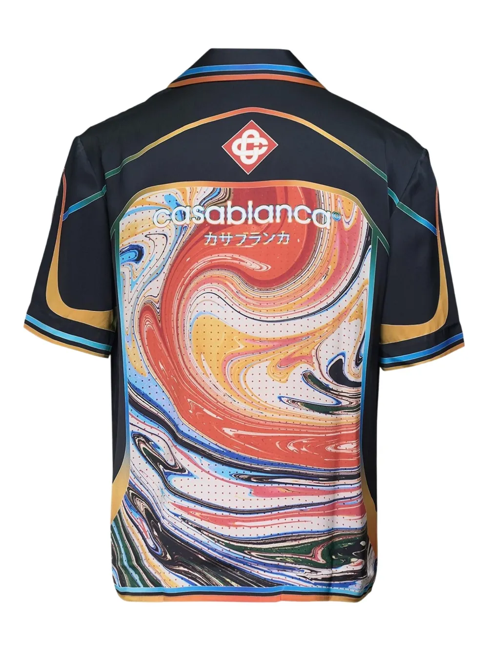 Casablanca cuban-collar short-sleeve shirt - Zwart