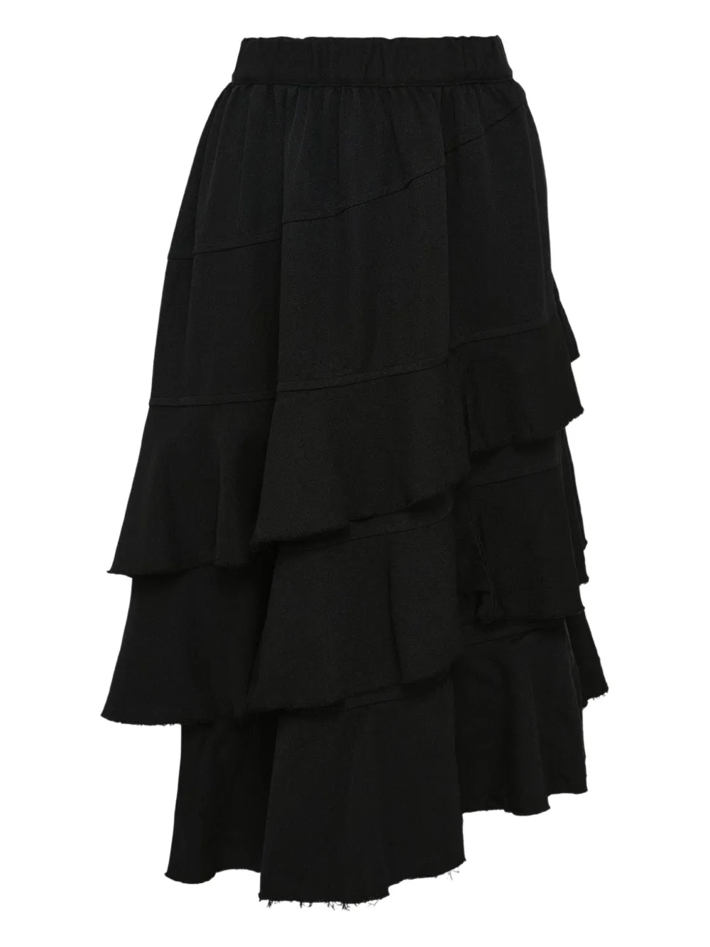 Black Comme Des Garçons Layered-design Midi Skirt In Black