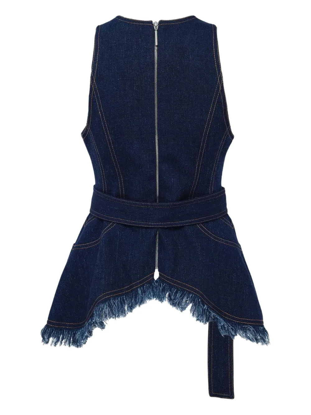 Alexis Reed Fringed Belted Top In Blue