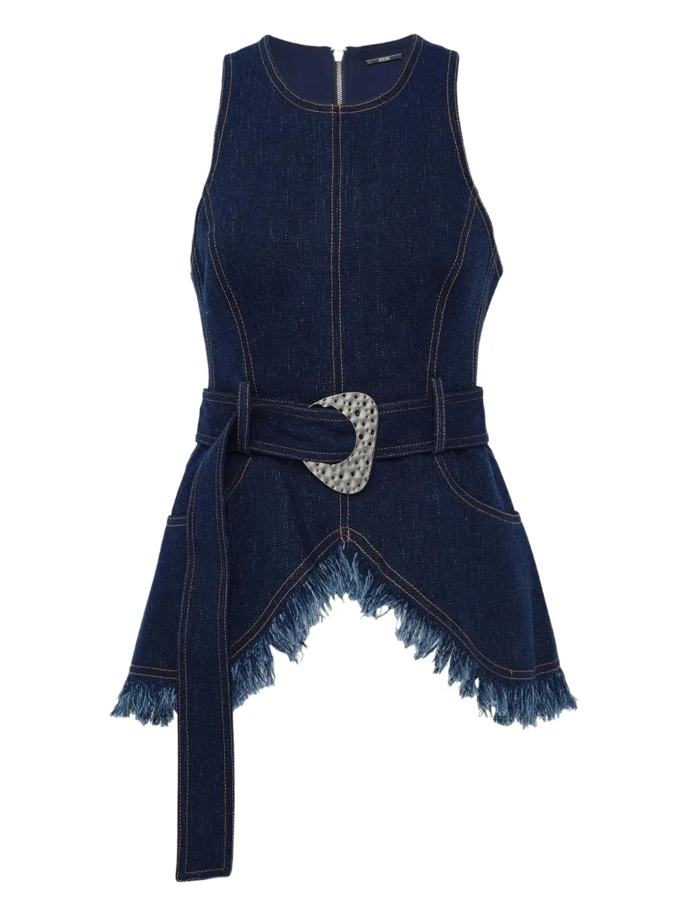 Alexis Reed Fringed Belted Top In Blue