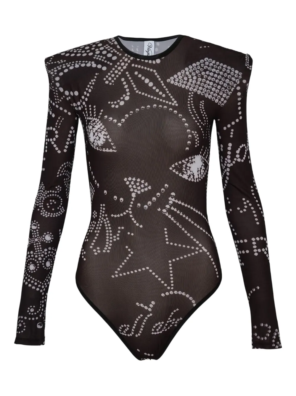 Vaquera Printed Shoulder-pad Top In Brown