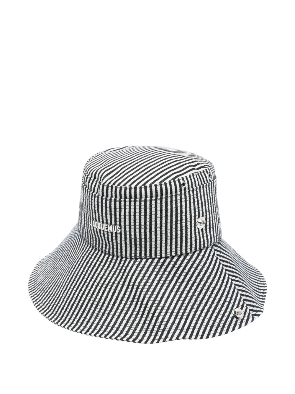 Jacquemus Le Bob De-nîmes Striped Denim Bucket Hat In Black