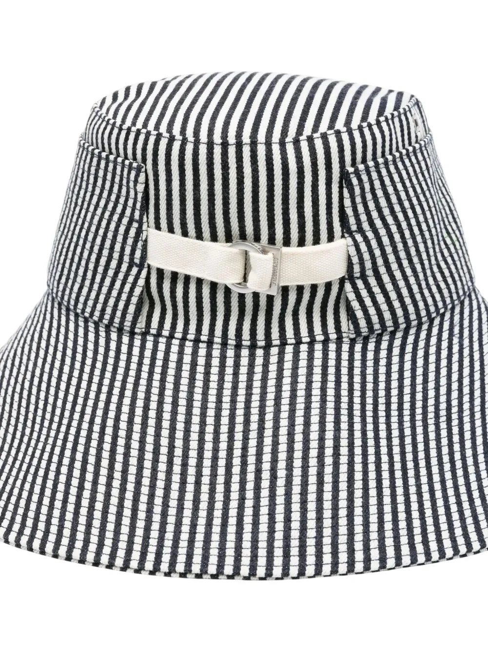 Jacquemus Le Bob De-nîmes Striped Denim Bucket Hat In Black