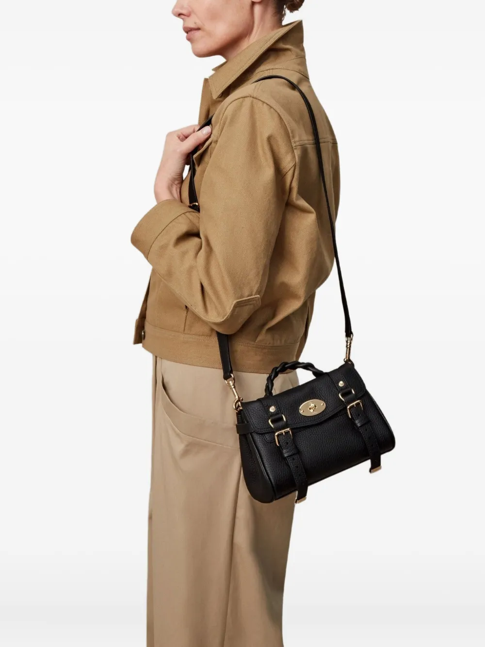 Mulberry mini Alexa braided-handle shoulder bag - Zwart