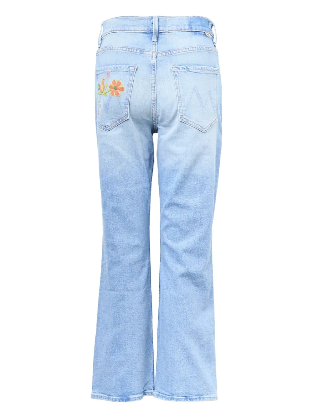 MOTHER floral-embroidered the scooter ankle jeans - Blauw