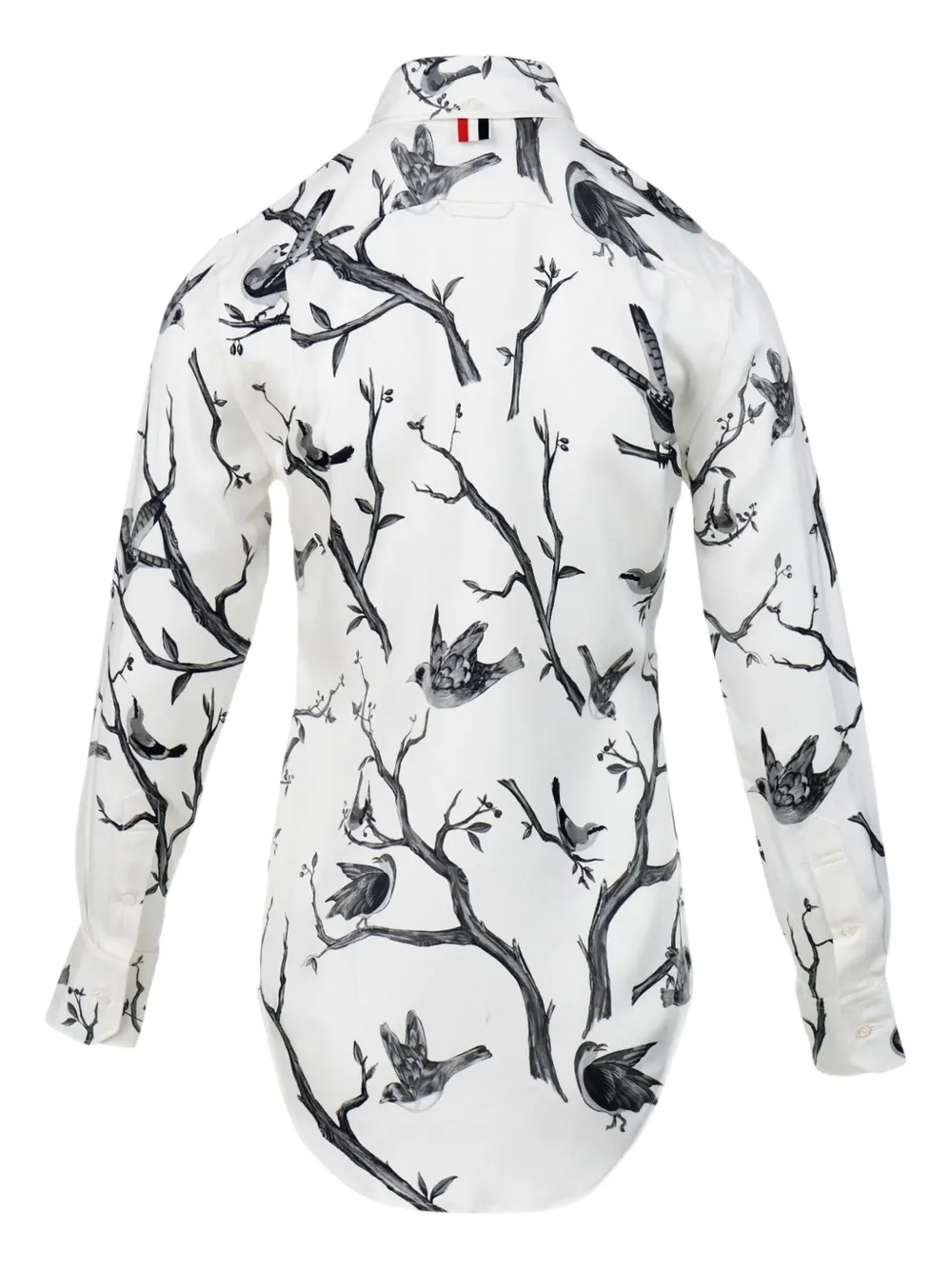 Thom Browne bird print button classic top - Wit
