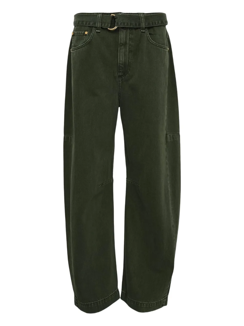 Rag & Bone Charlie High Rise Belted Barrel Jeans In Dark Olive Stone In Green