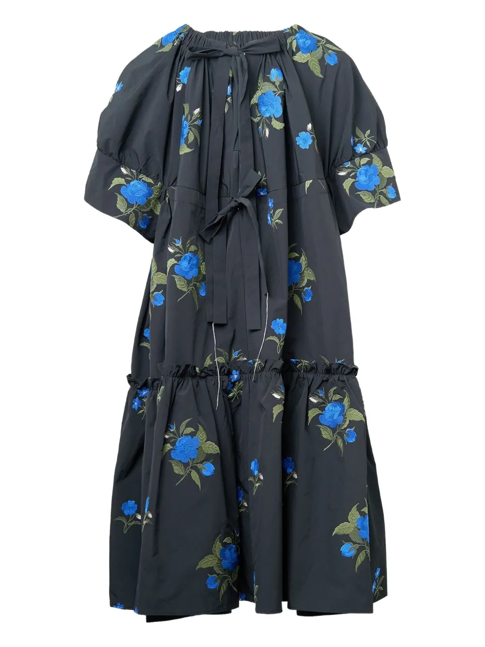 CAROLINE HU roses-embroidery dress - Zwart