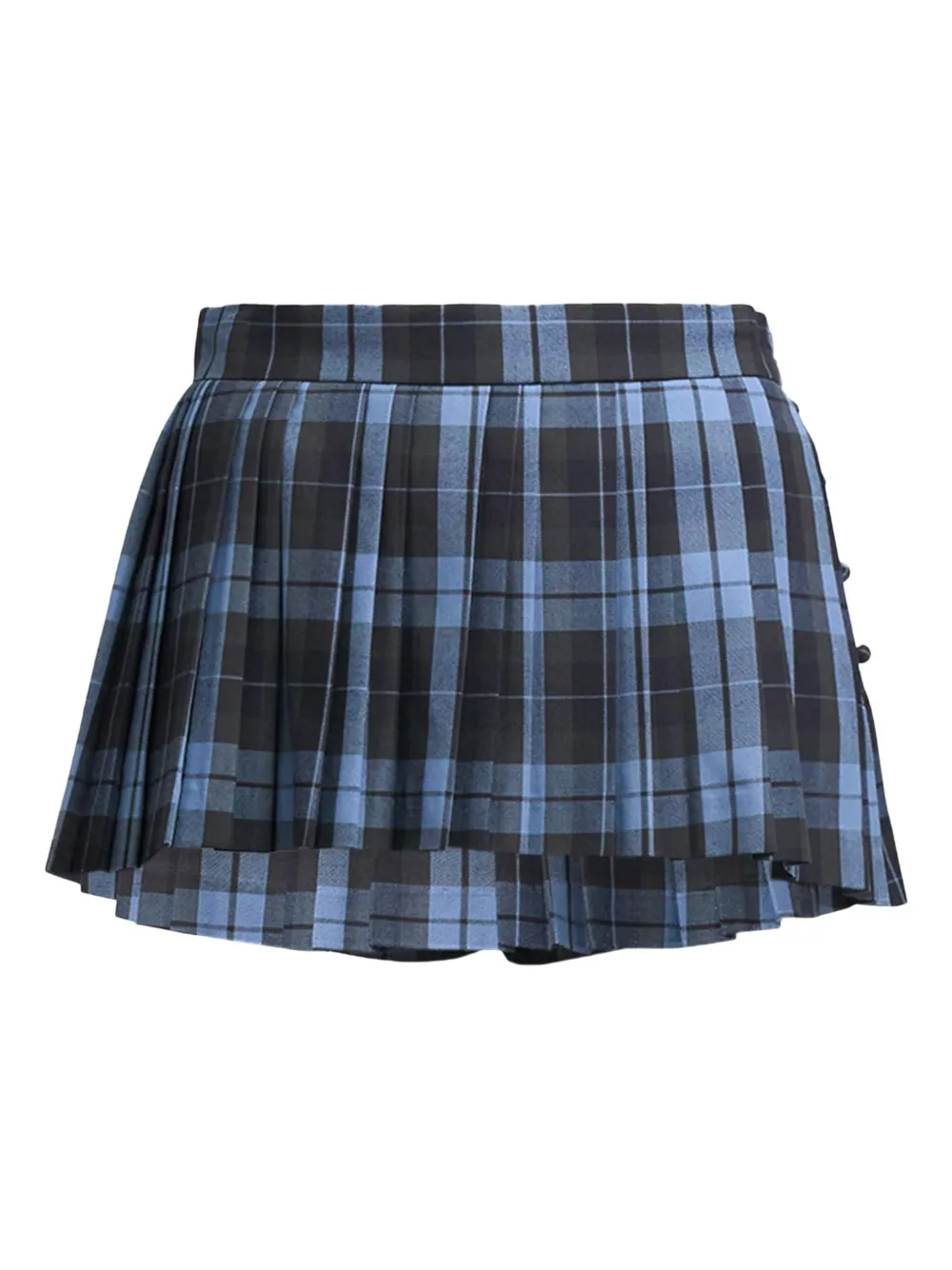 Pushbutton Checked Mini Skort In Blue