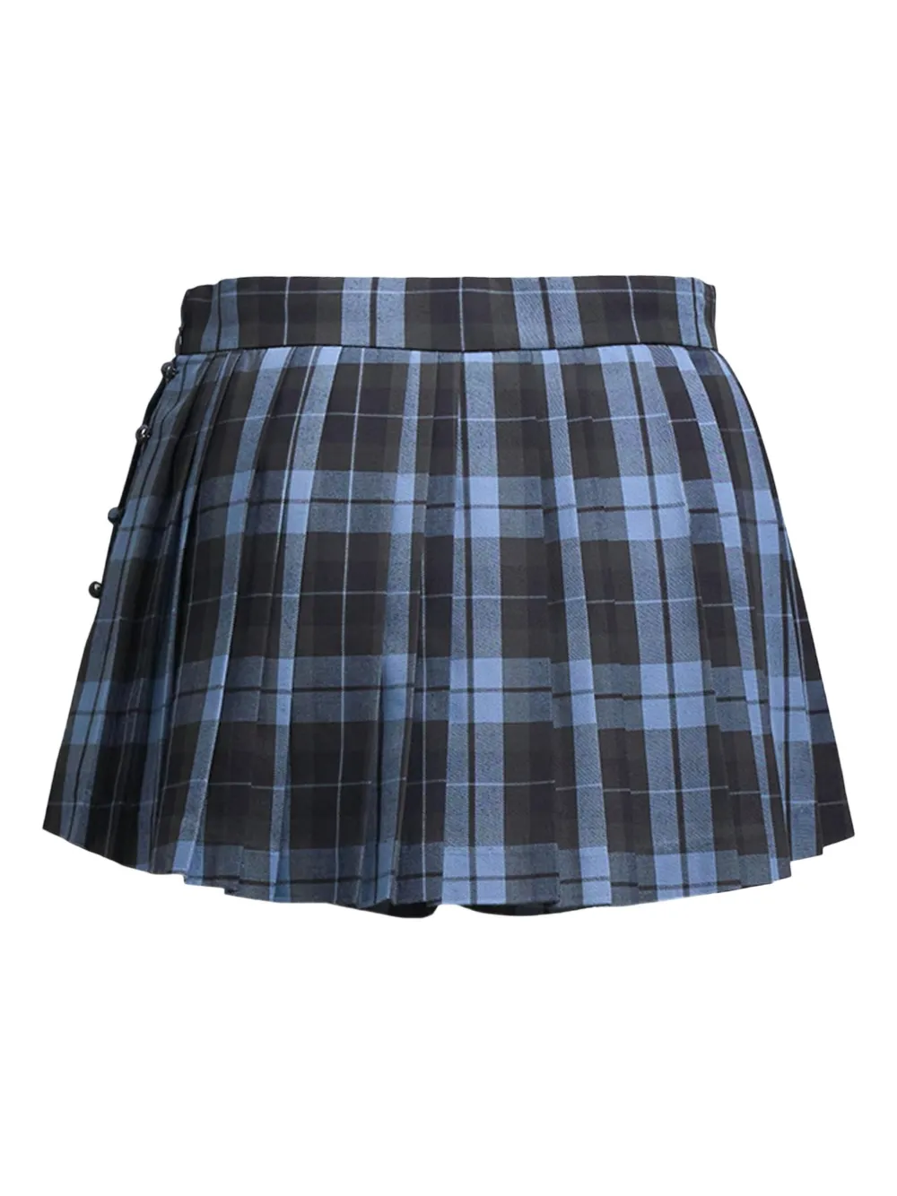 Pushbutton Checked Mini Skort In Blue