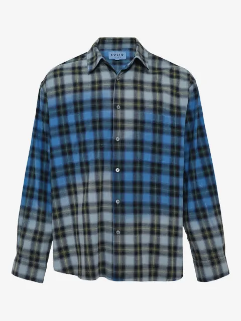 SOLID HOMME bleached checked shirt