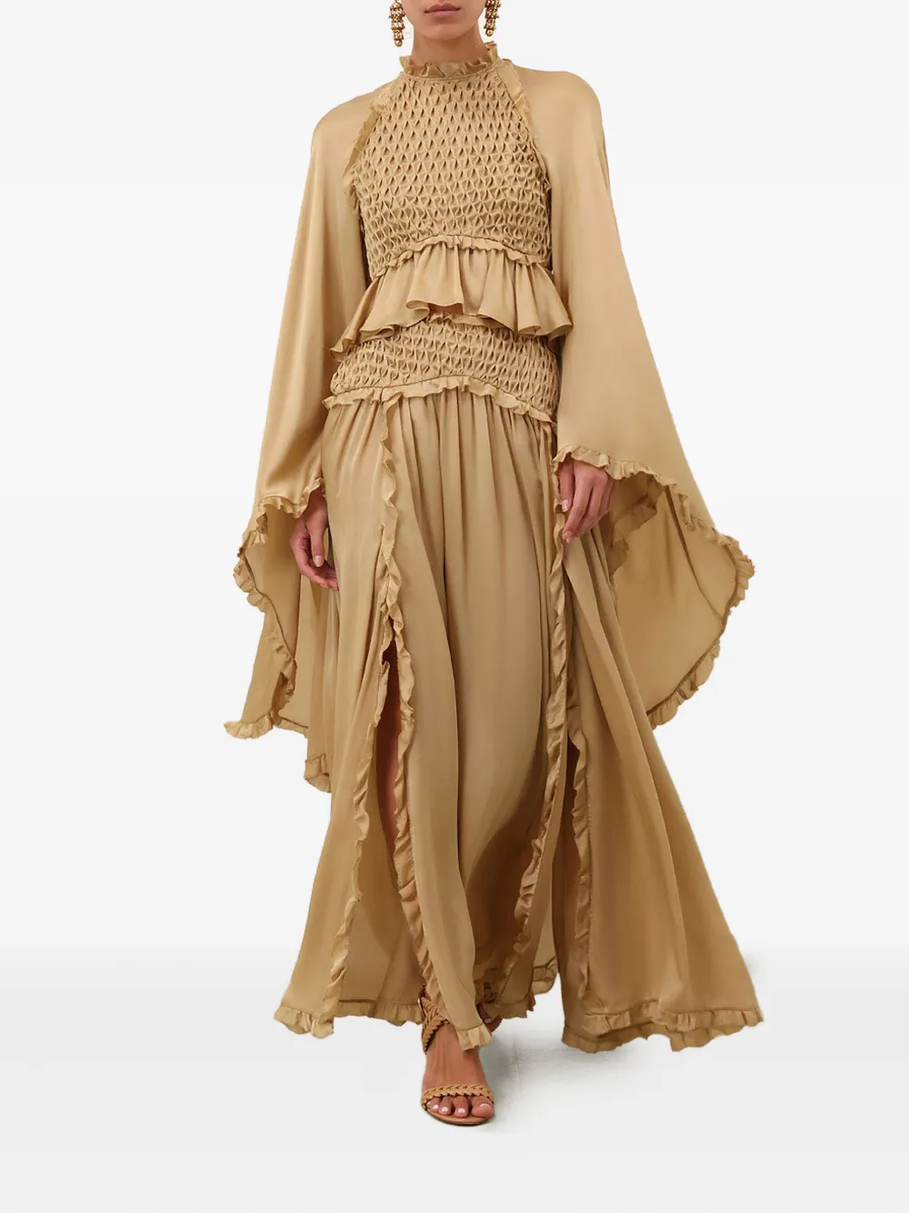 Zimmermann Hypnotic Ruffled Maxi Skirt In Brown