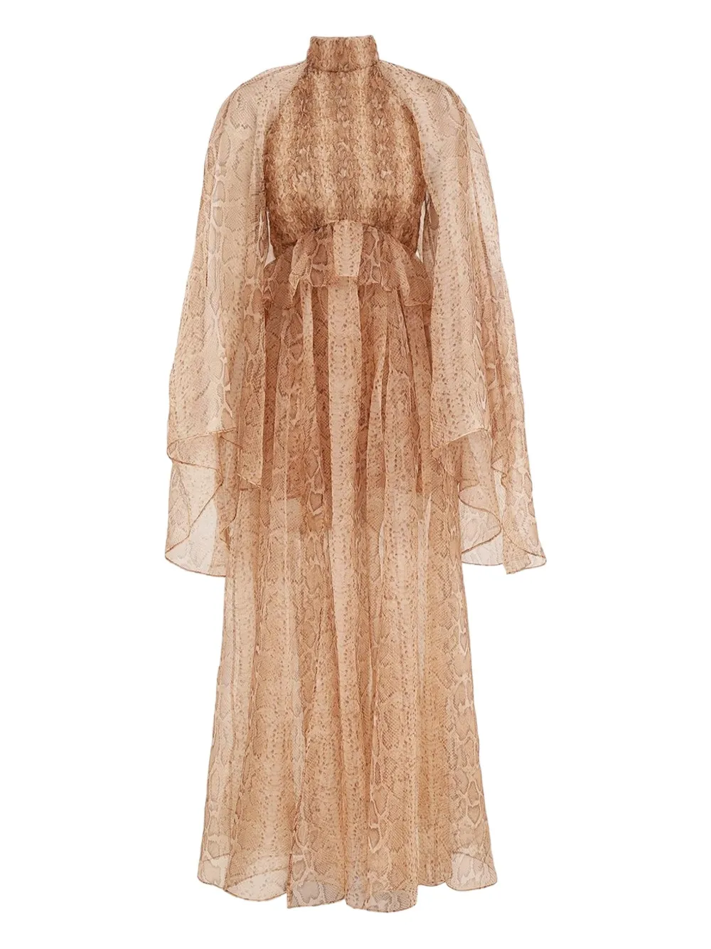 Zimmermann Memento Smocked Flutter Maxi Dress In Brown