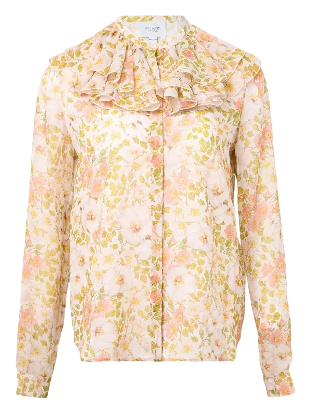 Giambattista Valli Georgette Ruffled Blouse In Orange