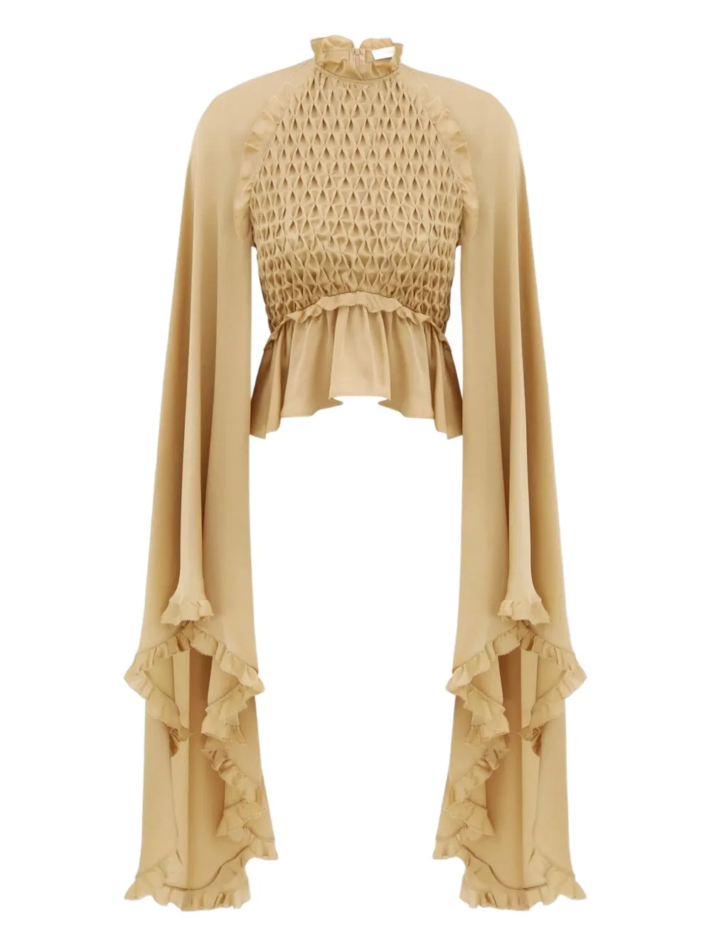 Zimmermann Smocked Ruffled Blouse In Neutral