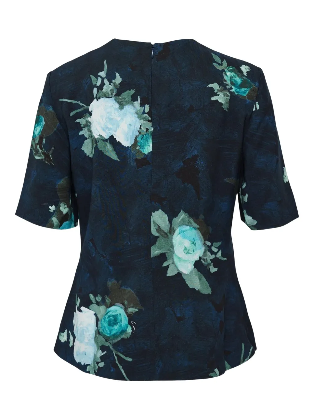 ERDEM floral-print short-sleeve top - Blauw
