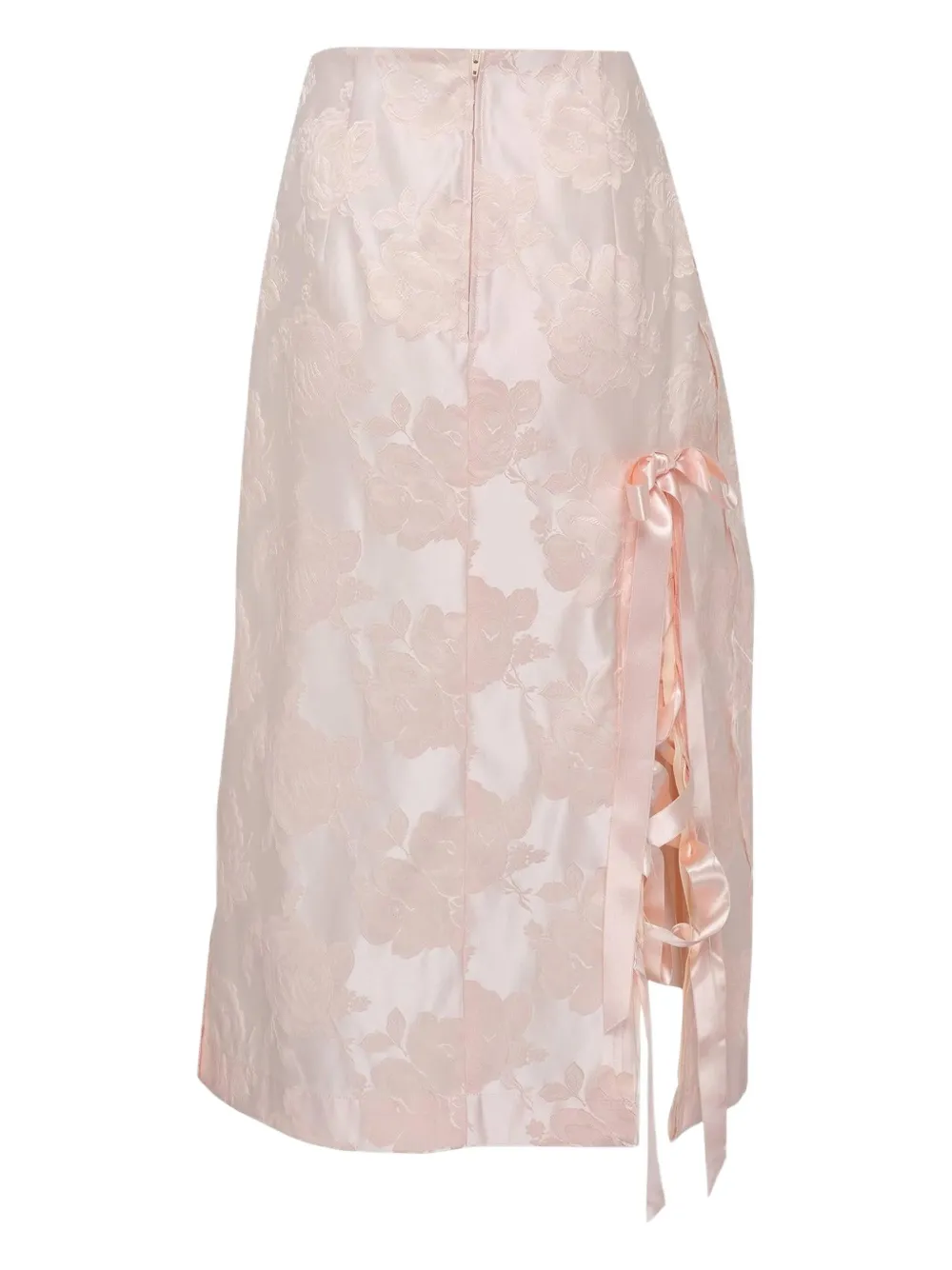 Simone Rocha Unraveling bow-detail brocade midi skirt - Roze