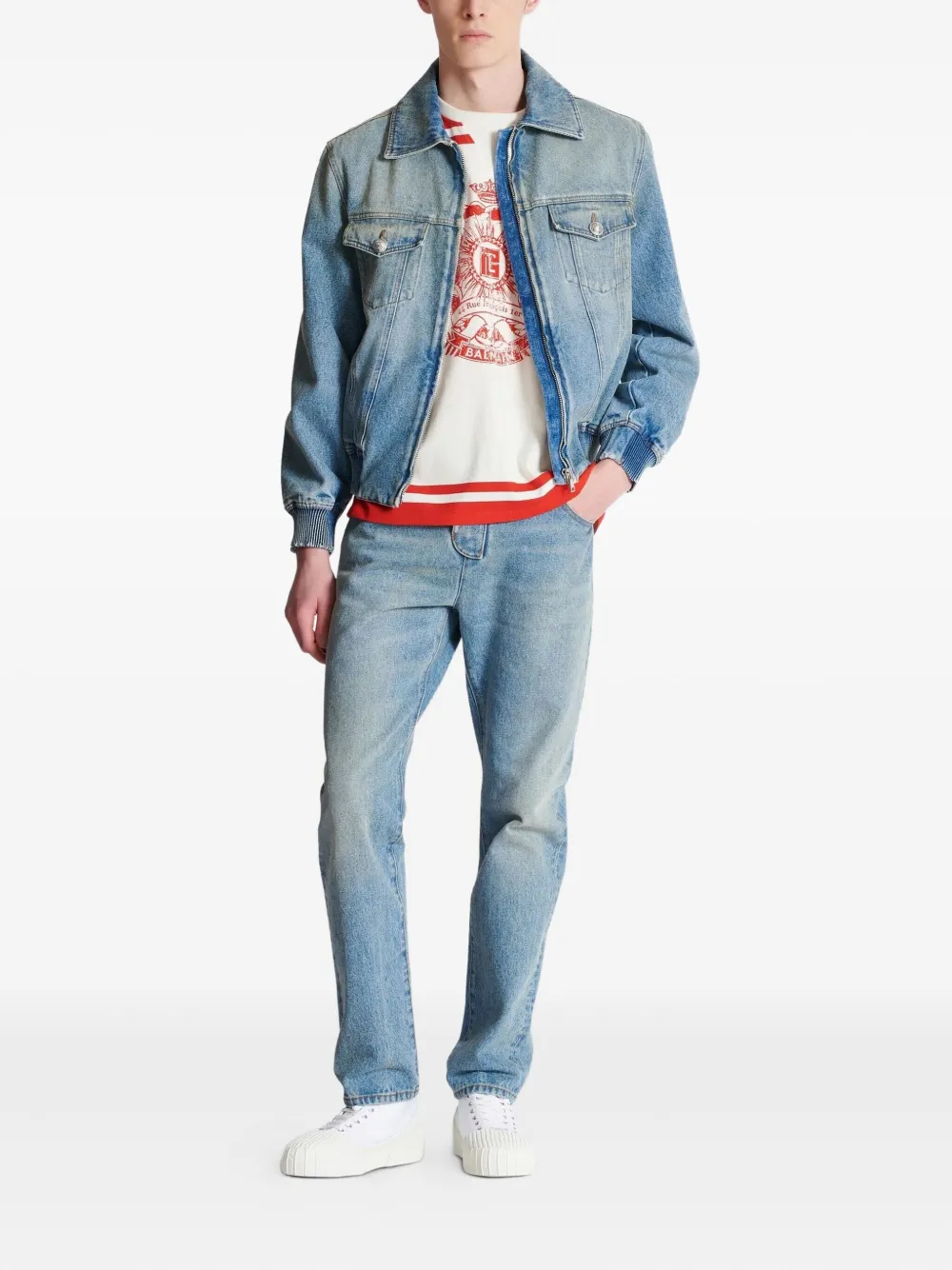 Balmain chain lining denim jacket Blauw