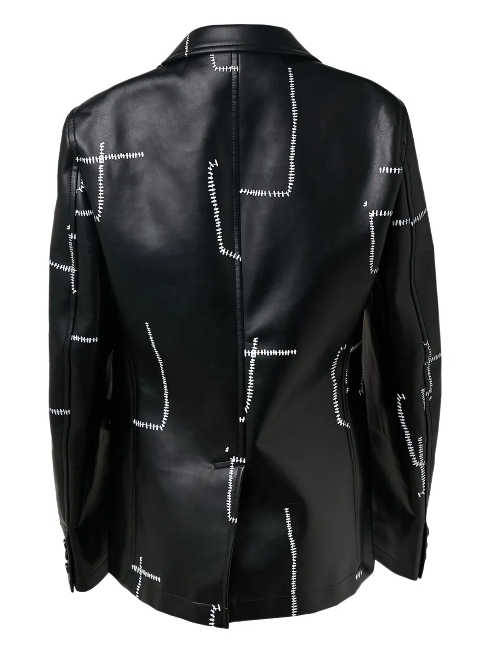 Black Comme Des Garçons Stitched-detail Leather Blazer In Black
