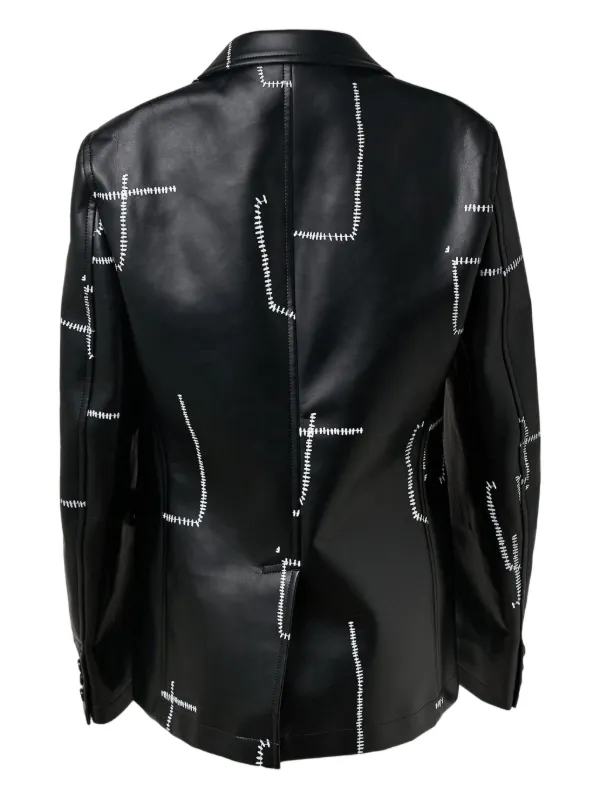 Black Comme Des Garçons ステッチディテール レザージャケット