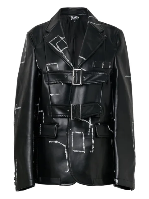 Black Comme Des Garçons stitched-detail leather blazer