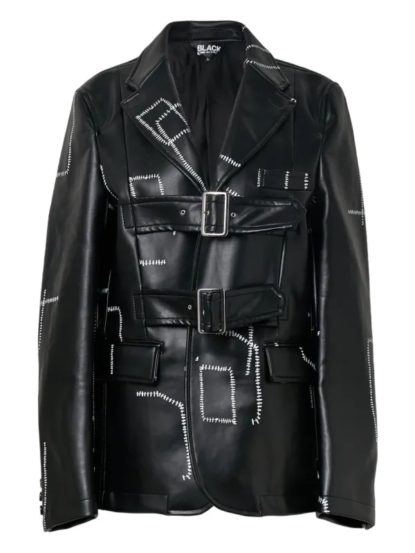 Black Comme Des Garçons ステッチディテール レザージャケット
