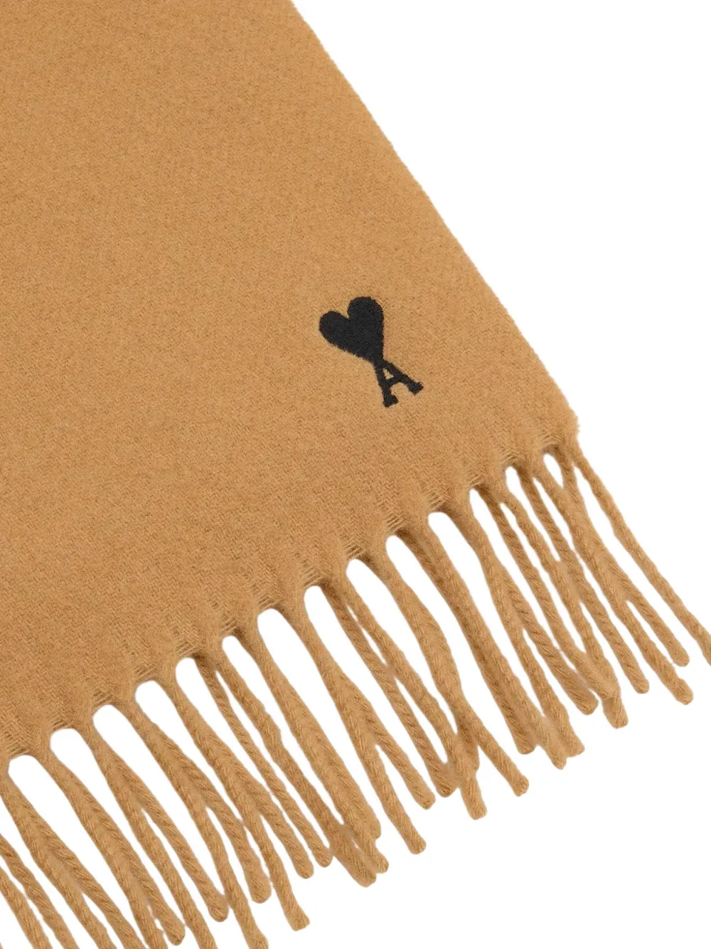 AMI Paris Ami De Coeur fringed scarf - Beige