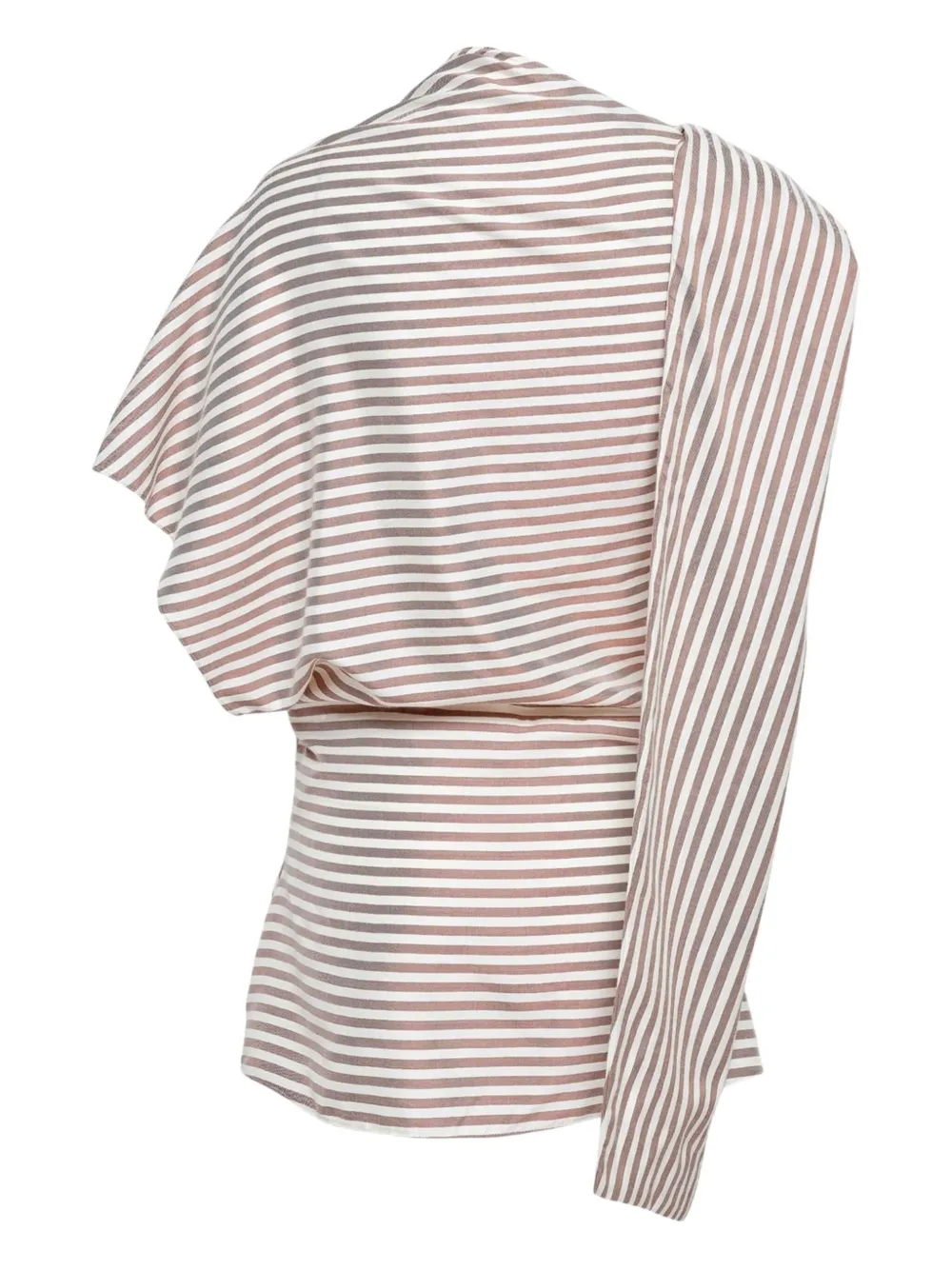 Stella McCartney stripe asymmetric silk blouse - Beige