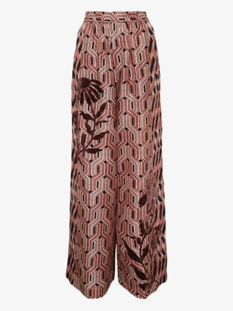 Biyan printed elasticated-waist trousers 