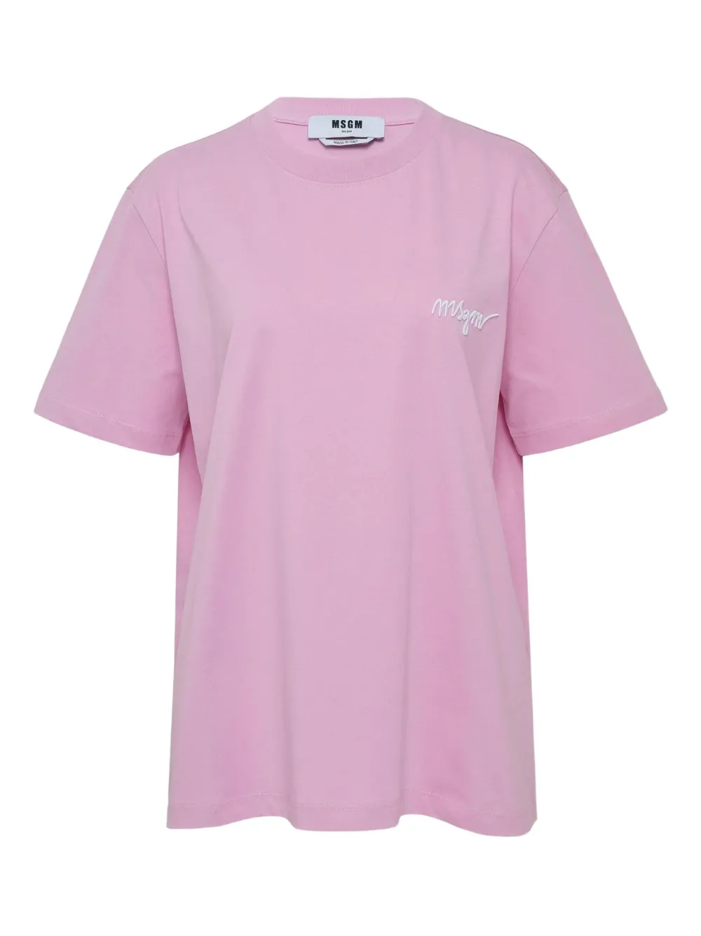 Msgm Logo-embroidered T-shirt In Pink