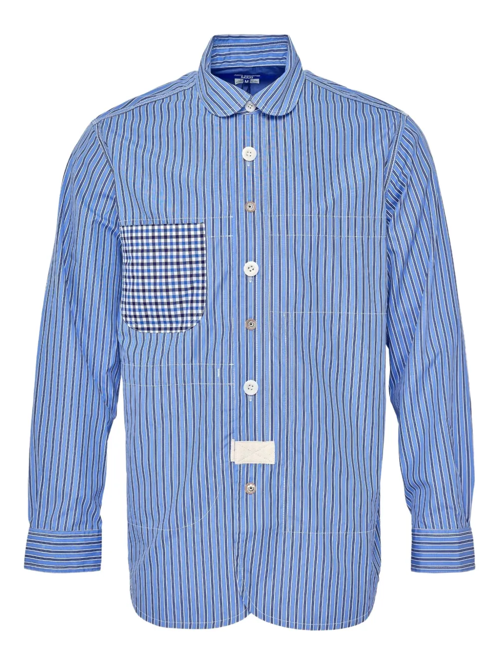 Junya Watanabe MAN camisa de algodón con rayas estampadas | azul | Image 1
