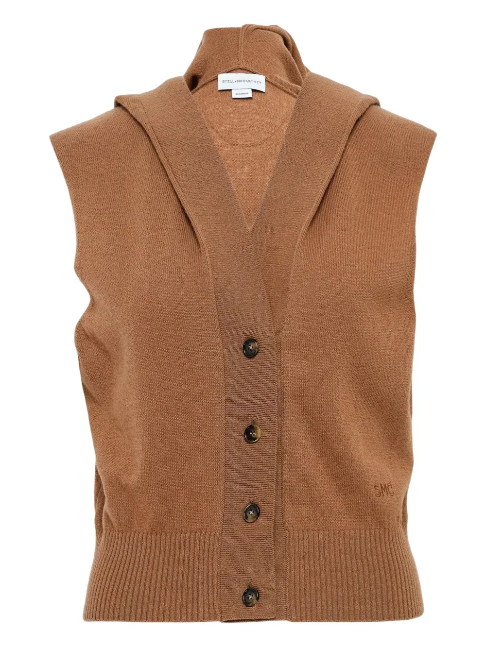 Stella Mccartney Hooded Sleeveless Cardigan In Gold
