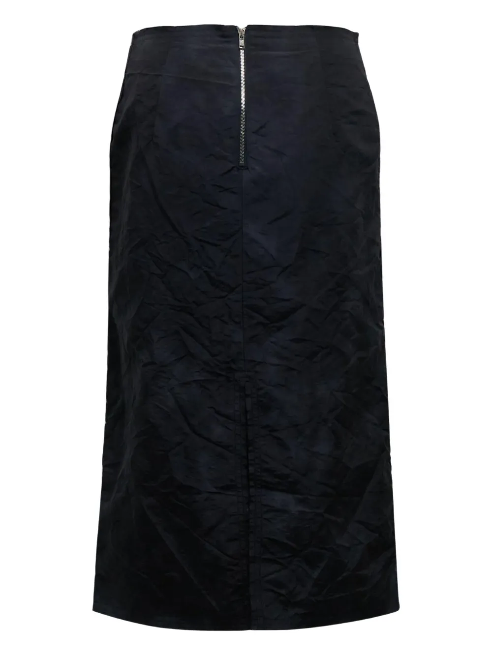 Pushbutton Zip-fastening Midi Skirt In Blue