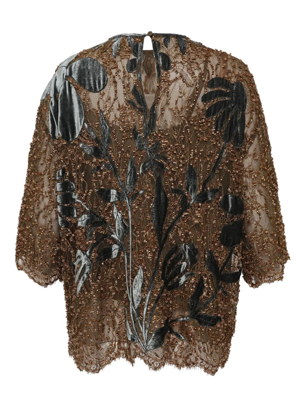 Biyan flower-embellishment blouse - Bruin