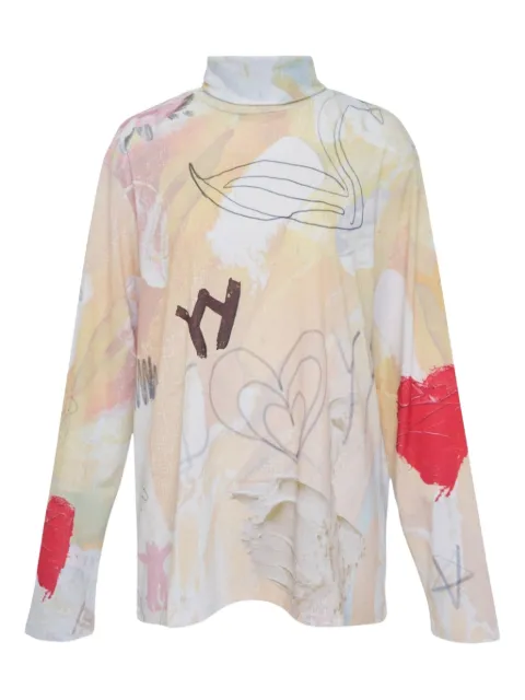 Open YY graphic-print turtleneck top