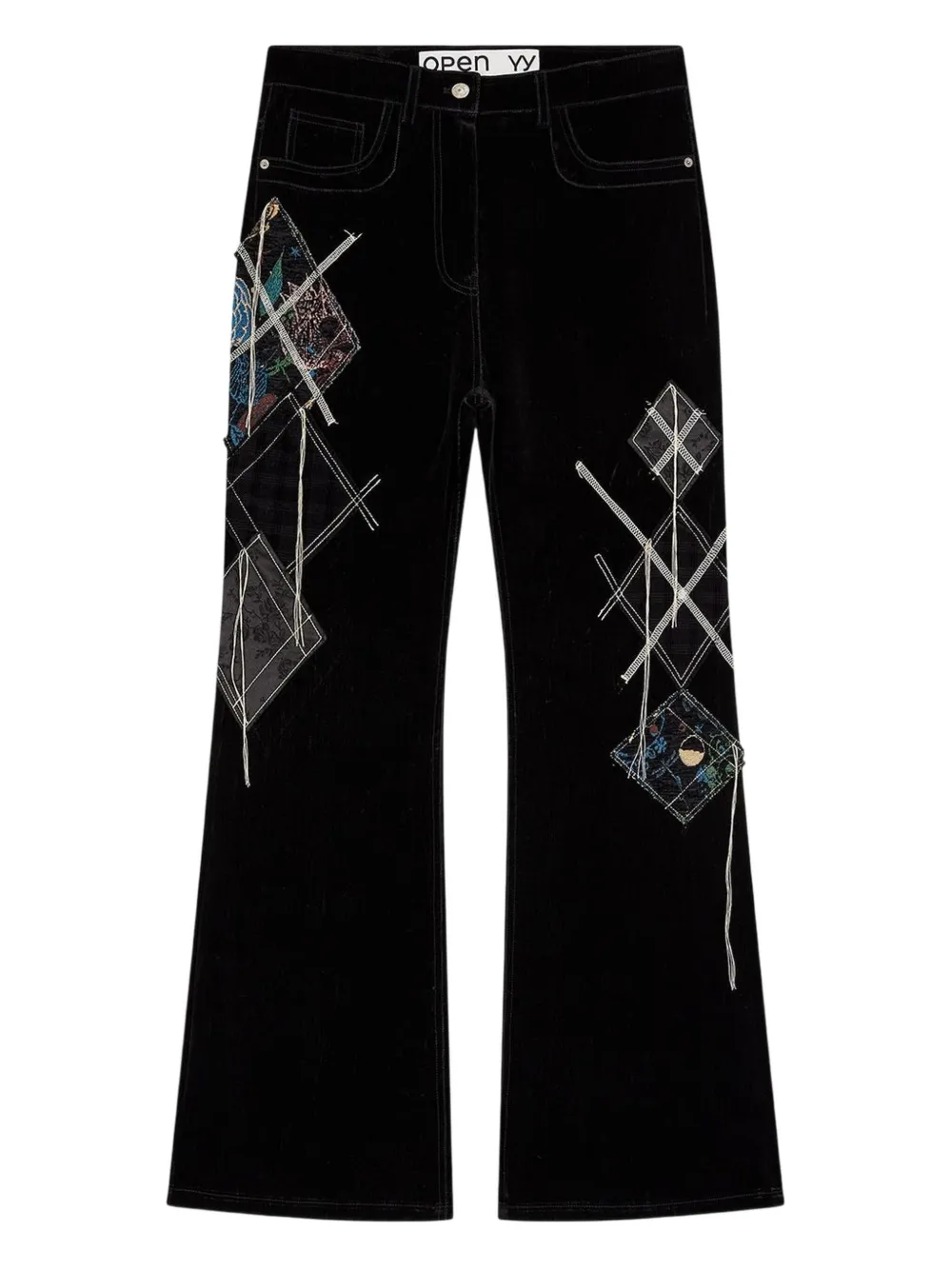 Open YY argyle-patched bootcut trousers | noir | Image 1
