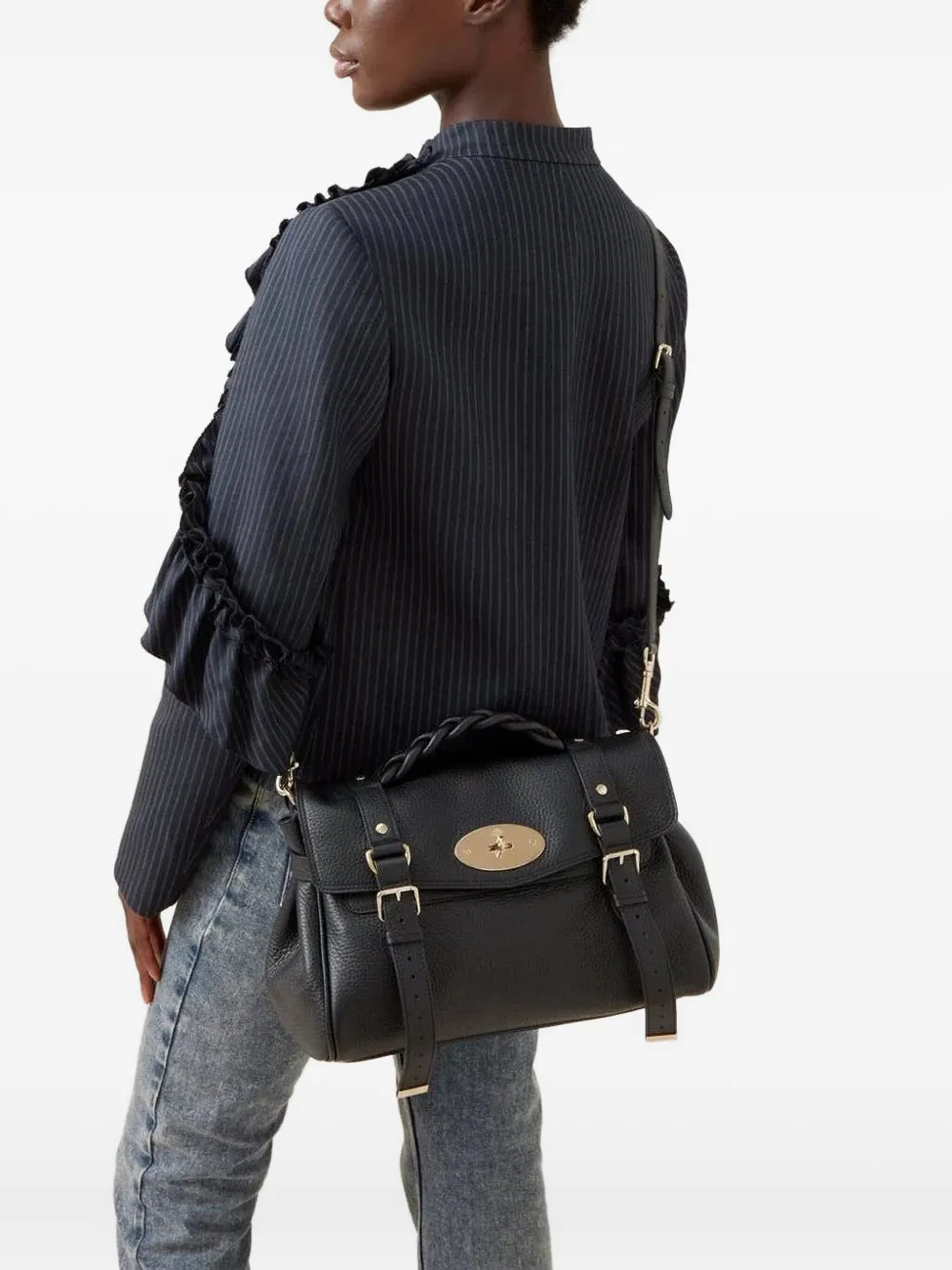 Mulberry Alexa braided handle buckle tote bag - Zwart