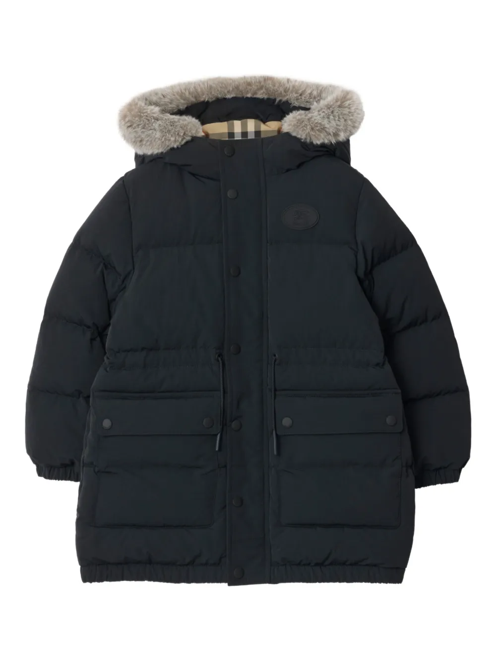 Burberry Kids Kapuzenmantel aus Faux Fur - Schwarz
