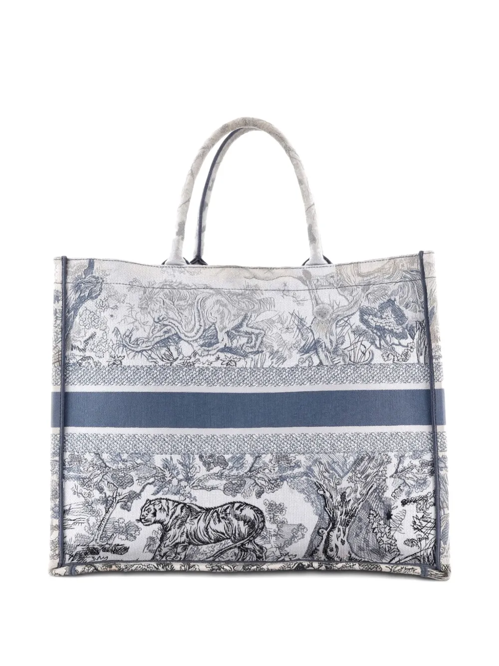 Christian Dior Pre-Owned Book Embroidered Canvas Large tote bag - ホワイト Christian Dior Pre-Owned Book Embroidered Canvas Large tote bag - ホワイト