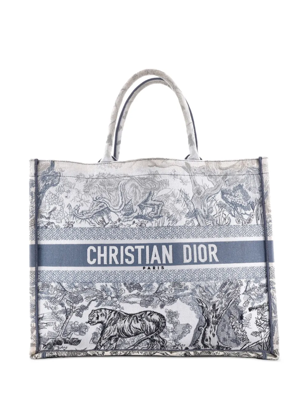 Christian Dior Pre-Owned Book Embroidered Canvas Large tote bag - ホワイト Christian Dior Pre-Owned Book Embroidered Canvas Large tote bag - ホワイト