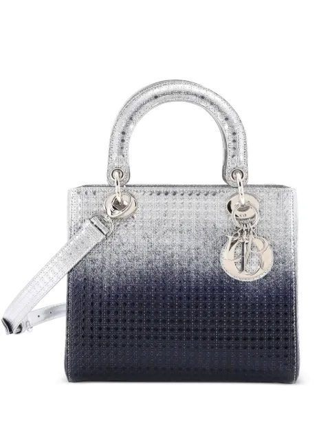 Christian Dior Pre-Owned Lady Dior Bag Micro Cannage Ombre Metallic Calfskin Medium satchel