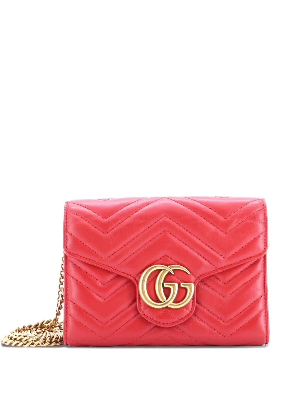 Gucci Pre-Owned GG Marmont Chain Wallet Matelasse Leather Mini Gucci Pre-Owned GG Marmont Chain Wallet Matelasse Leather Mini