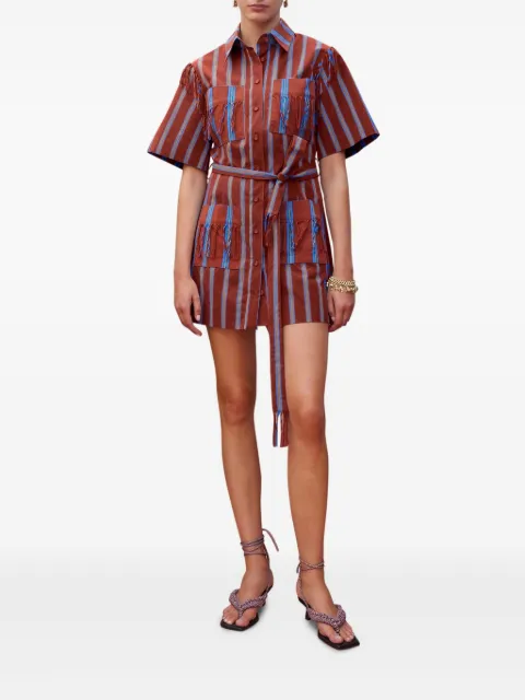 ALEMAIS Noura striped-fringe mini dress
