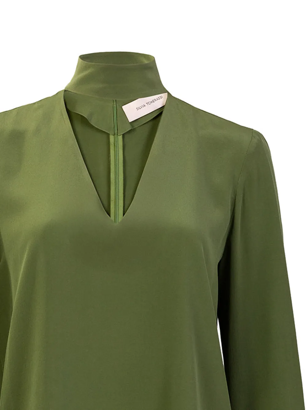 Silvia Tcherassi Kelsey blouse met trechterhals - Groen
