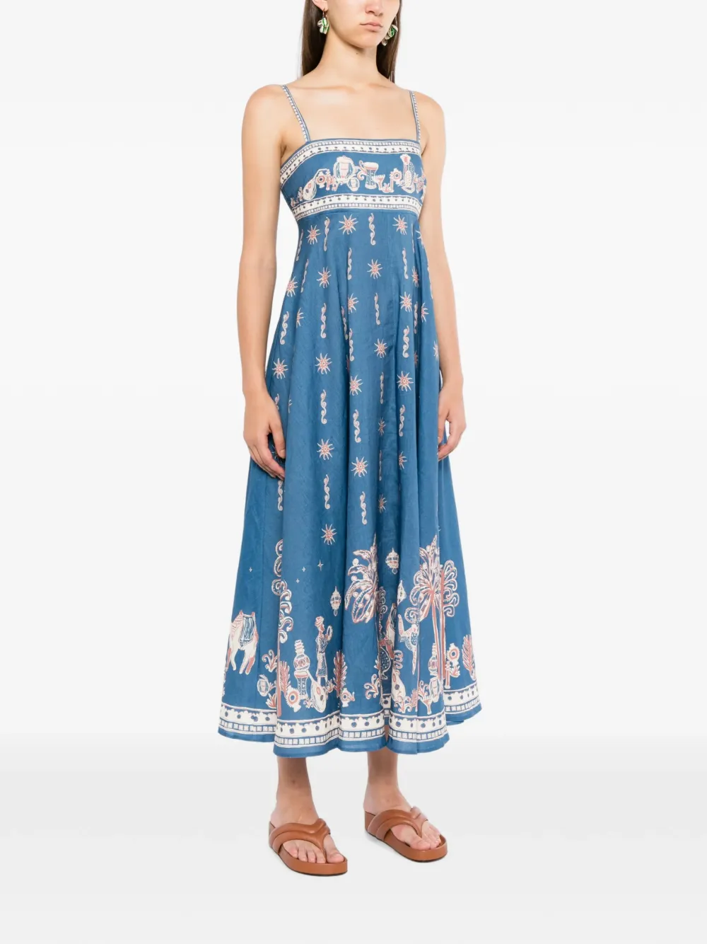ALEMAIS Midi-jurk met print Blauw
