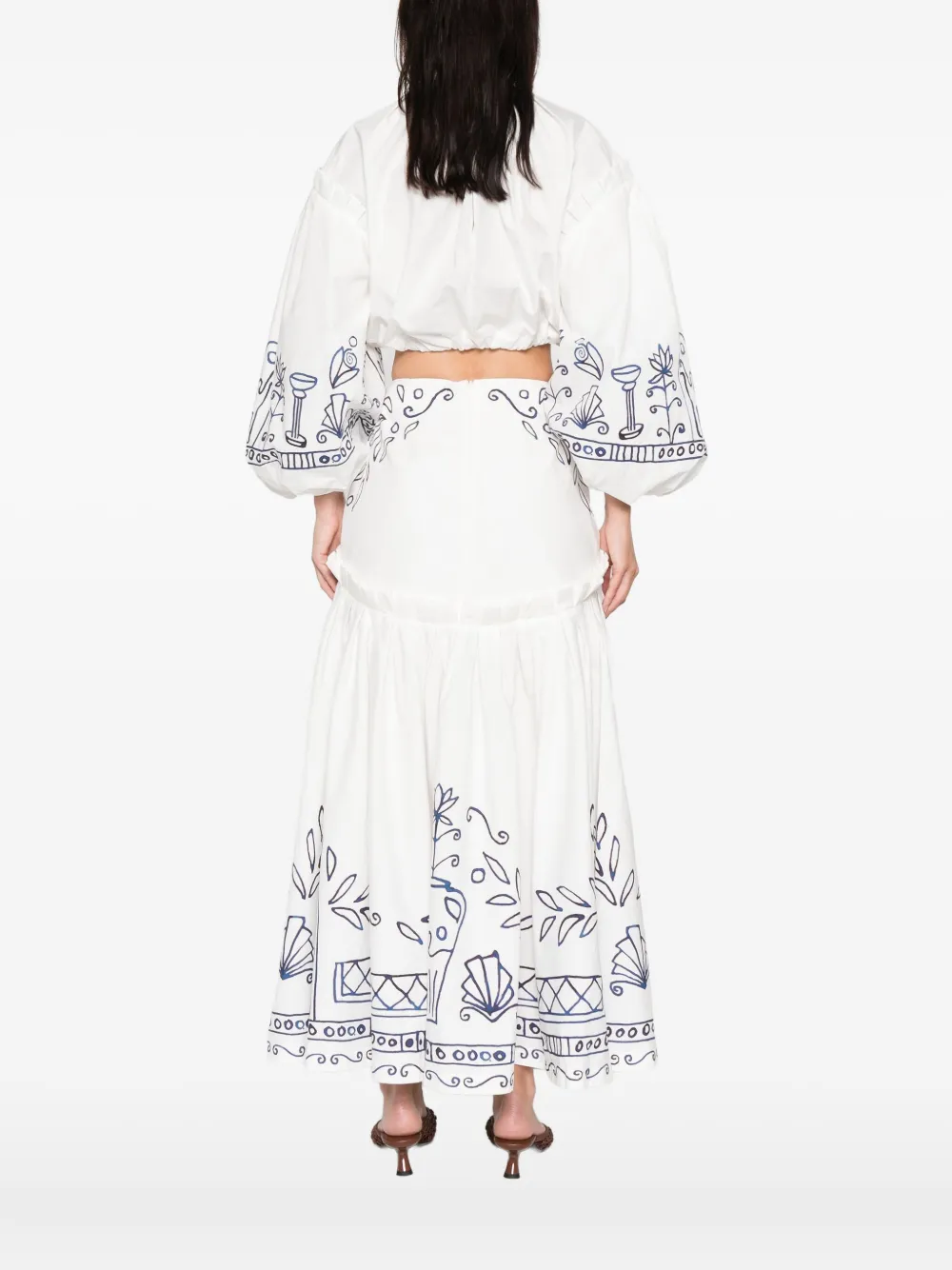 ALEMAIS Leela top met ruches en bloemenprint Beige