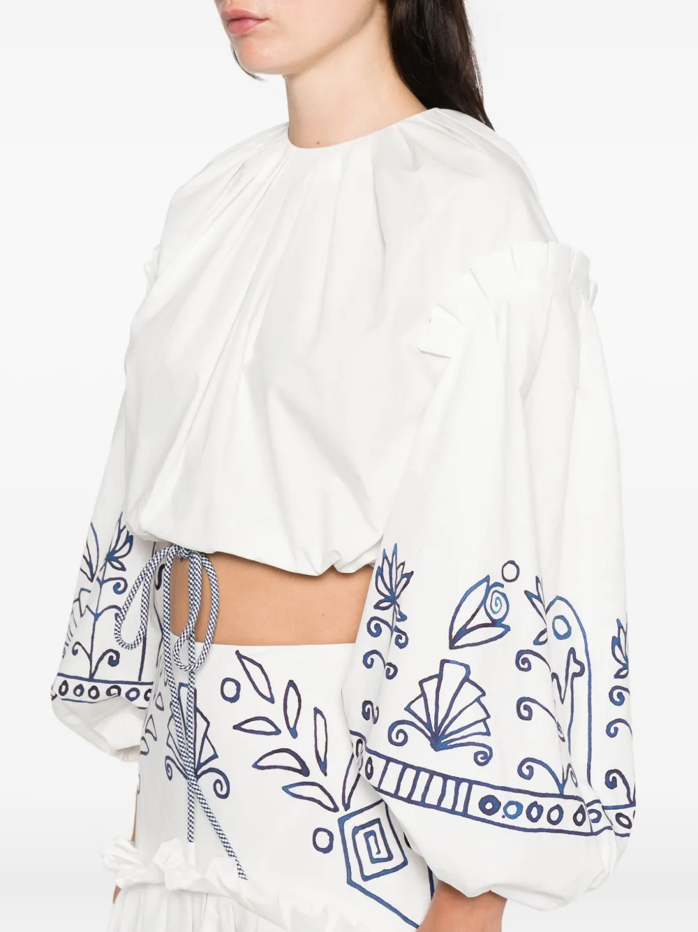 ALEMAIS Leela top met ruches en bloemenprint Beige