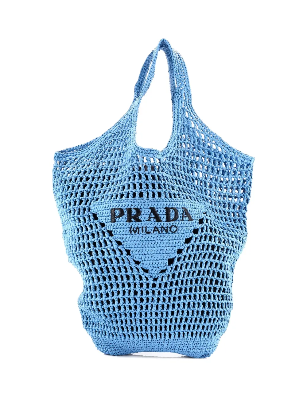 Prada Pre-Owned Triangle Logo Tote Raffia Small bucket bag - ブルー Prada Pre-Owned Triangle Logo Tote Raffia Small bucket bag - ブルー