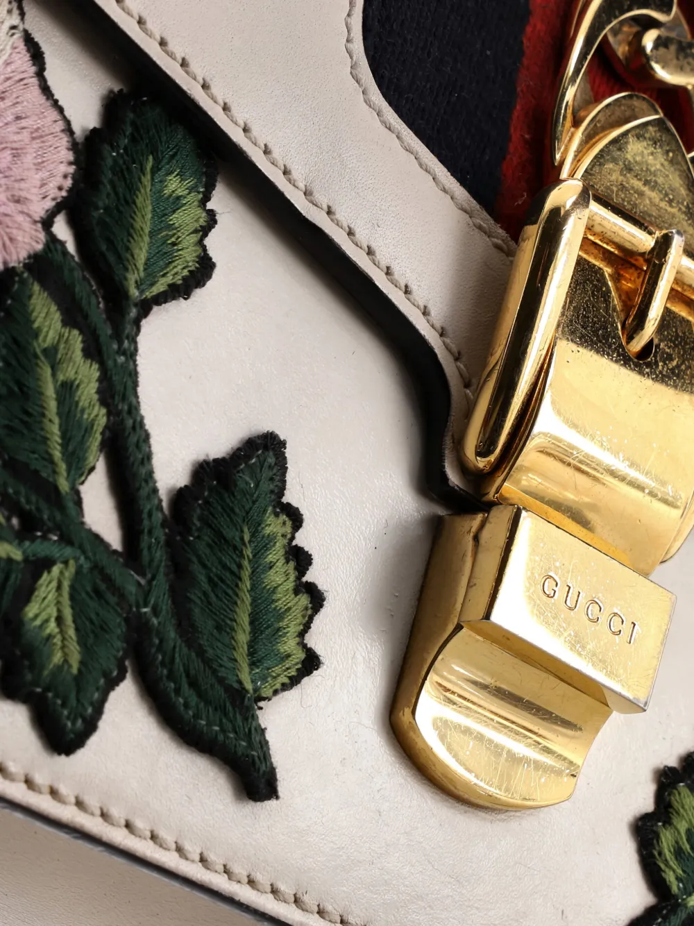 Sylvie Embroidered Leather Small Shoulder Bag