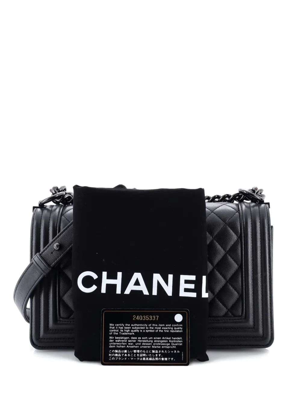 CHANEL Pre-Owned So Black Boy Flap Bag Quilted Lambskin Old Medium